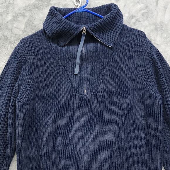 Vintage Holland America Line Sweater Women's Size L Blue Half Zip Cotton Knit - Picture 2 of 9